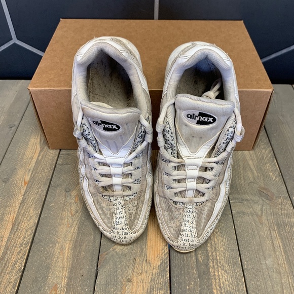 ~Used W/O Box! Men's Nike Air Max 95 White Just Do It Chunky Sneakers Size 6.5 - Picture 3 of 6